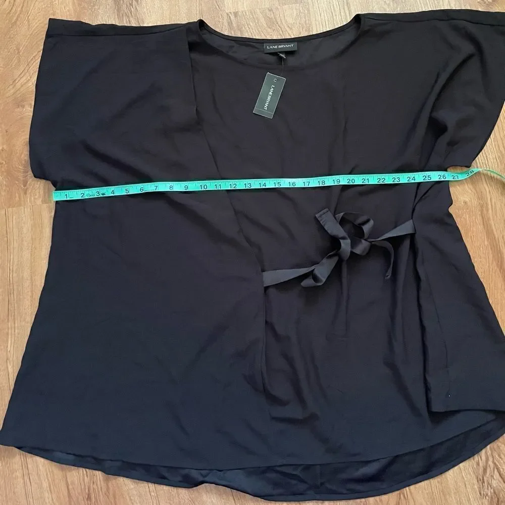 Lane Bryant black blouse with tie front sz 22/24‎